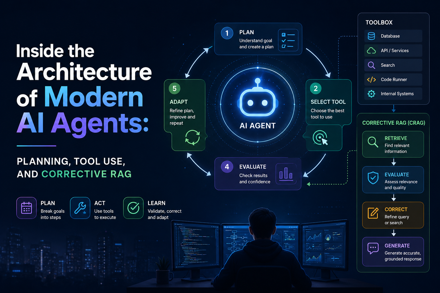 Inside the Architecture of Modern AI Agents: Planning, Tool Use, and Corrective RAG