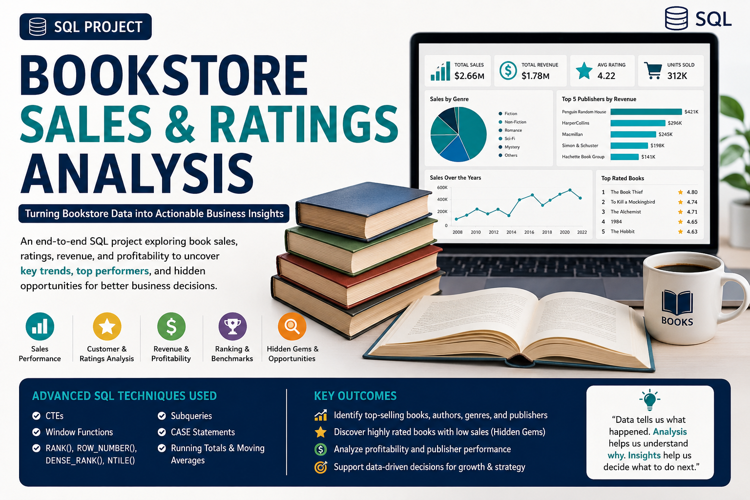 From Books to Business Insights: Analyzing Bookstore Sales & Ratings Using SQL