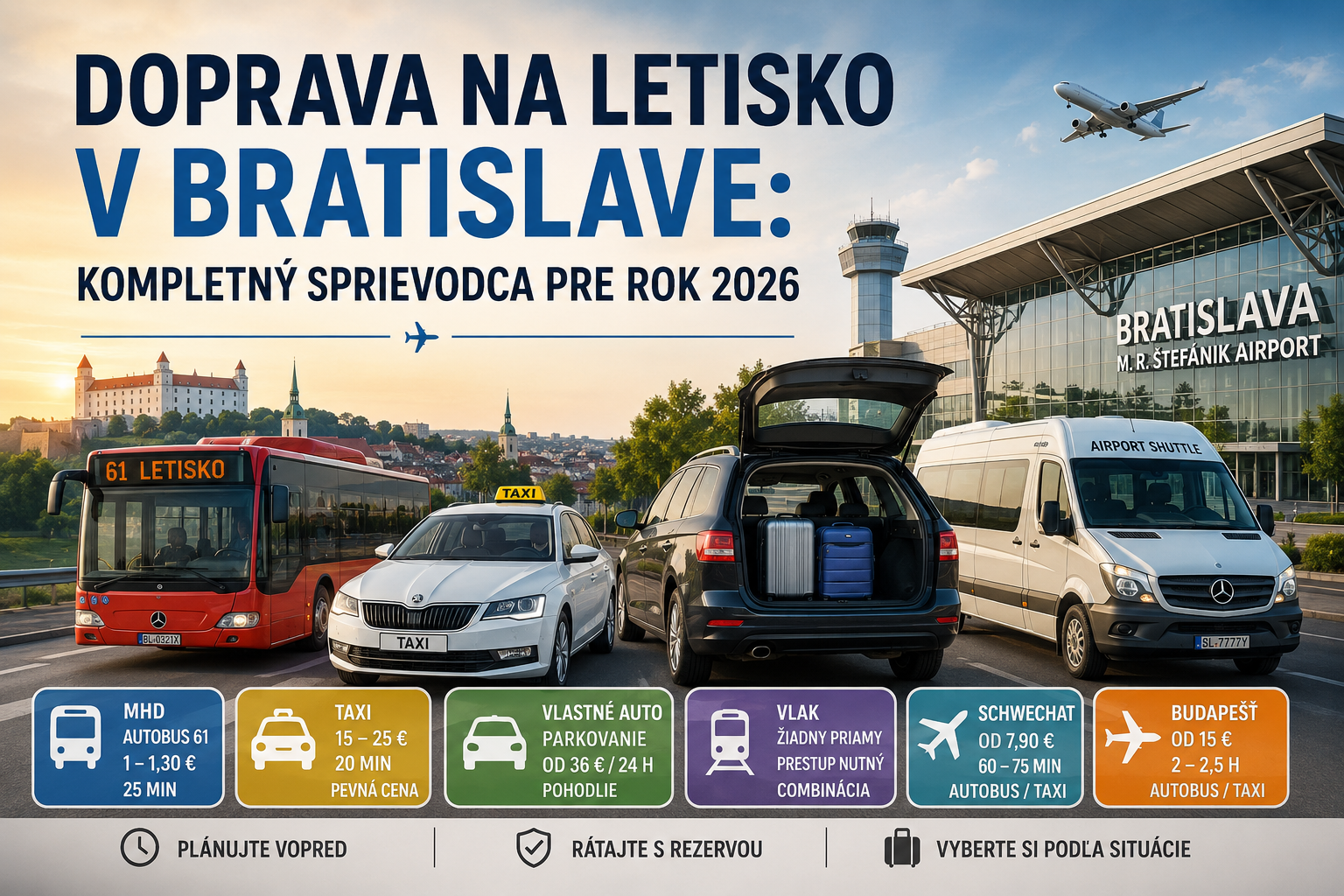 Doprava na letisko v Bratislave: kompletný sprievodca pre rok 2026