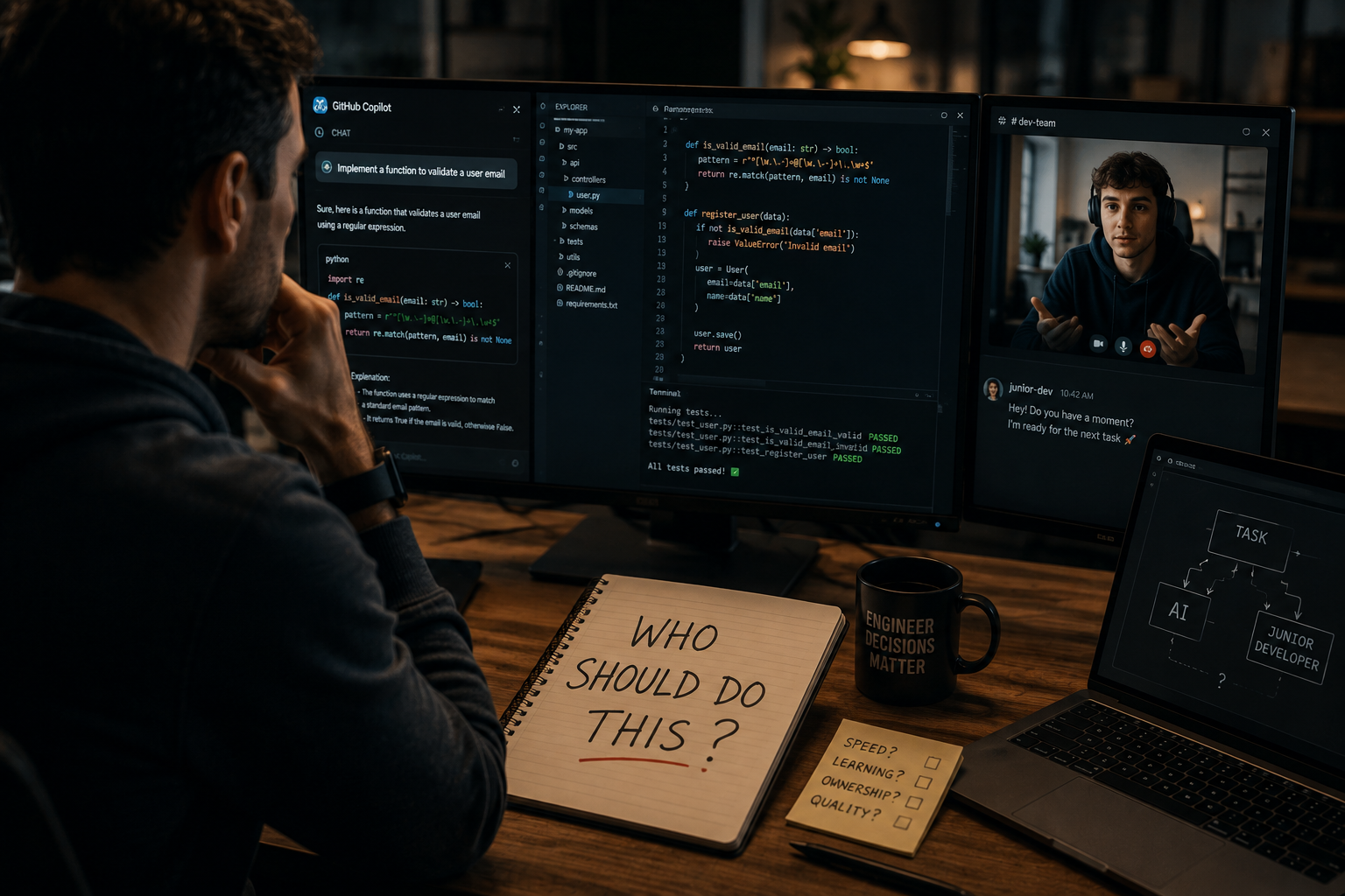 Should I Use AI or Give the Task to a Junior Developer?