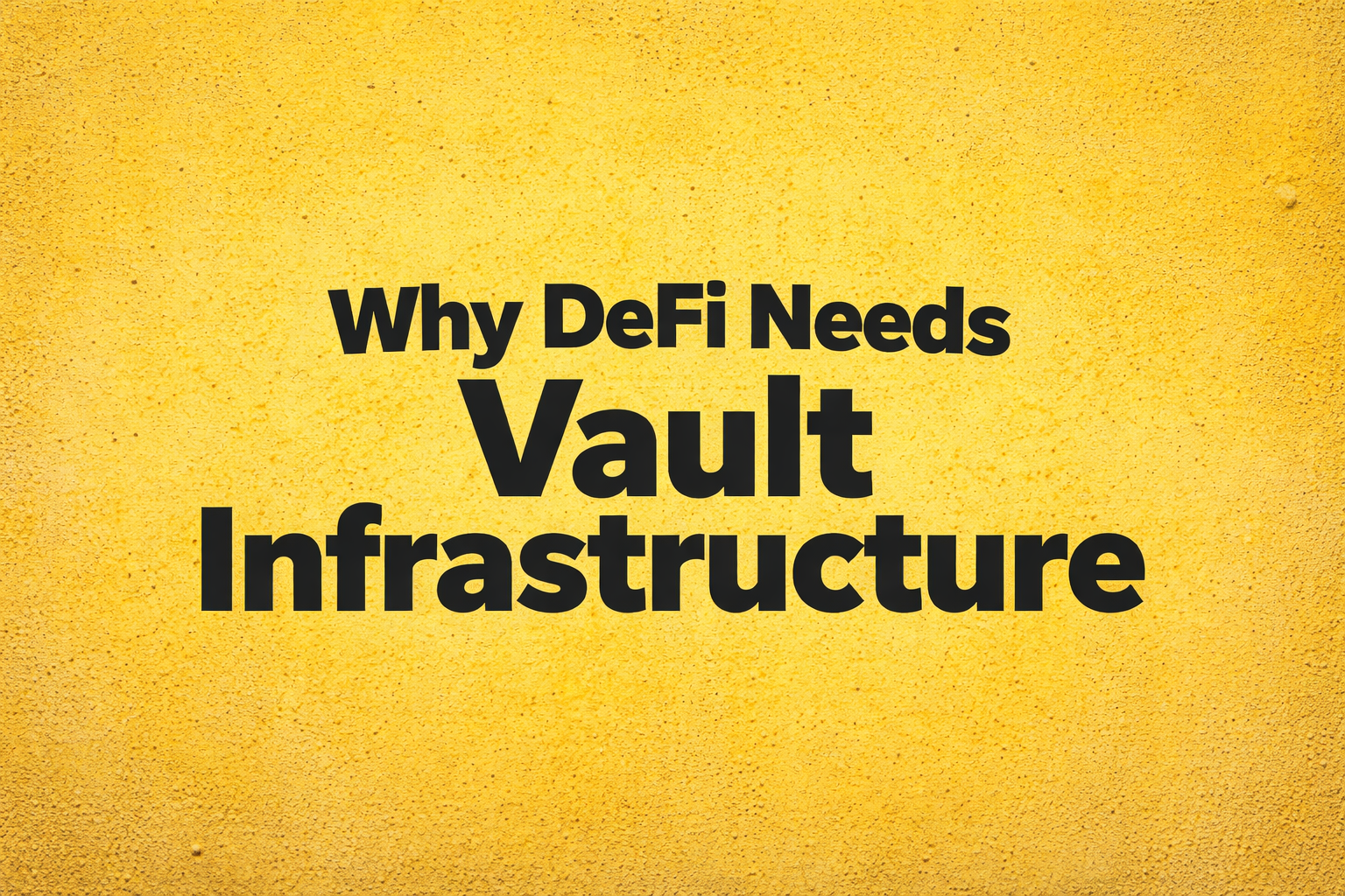 Why DeFi Needs Vault Infrastructure.