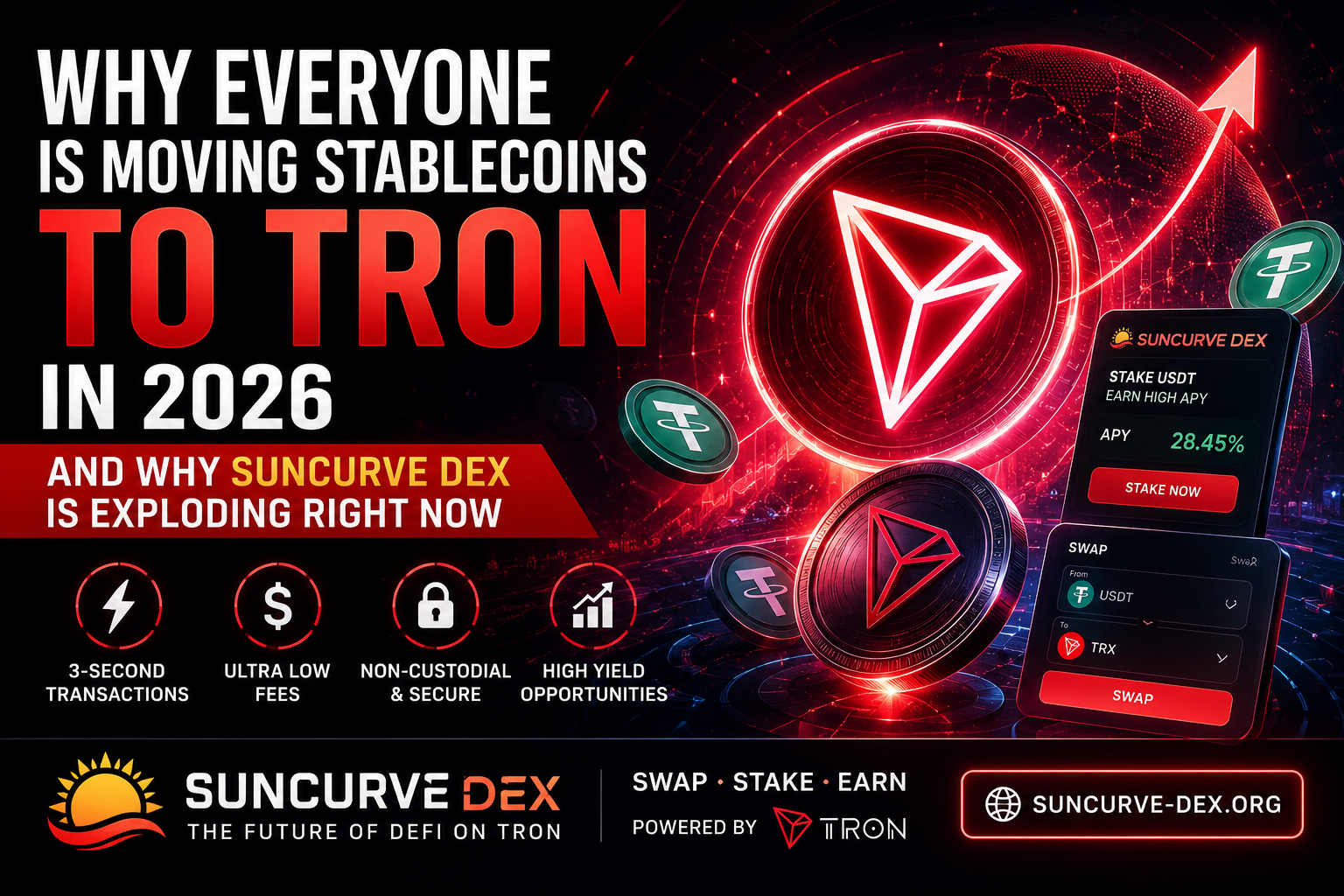 Why Everyone Is Moving Stablecoins to TRON in 2026 — And Why SunCurve DEX Is Exploding Right Now