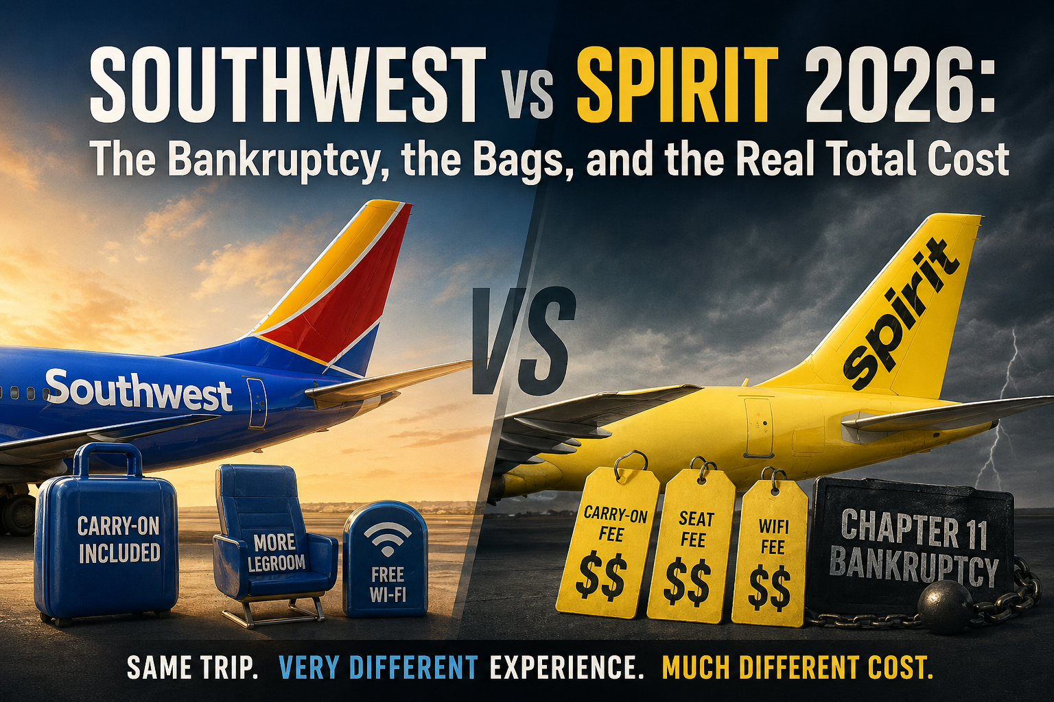 Southwest vs Spirit 2026: The Bankruptcy the Bags and the Real Total C