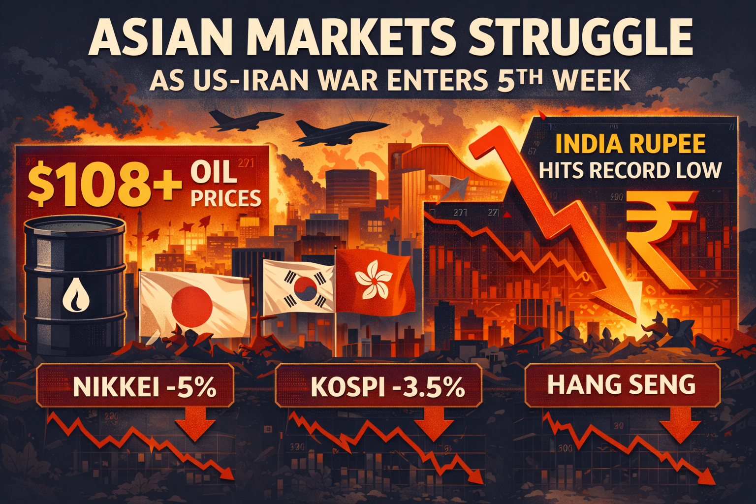 Asian Markets are Really Struggling as the US-Iran War Enters its Fifth Week