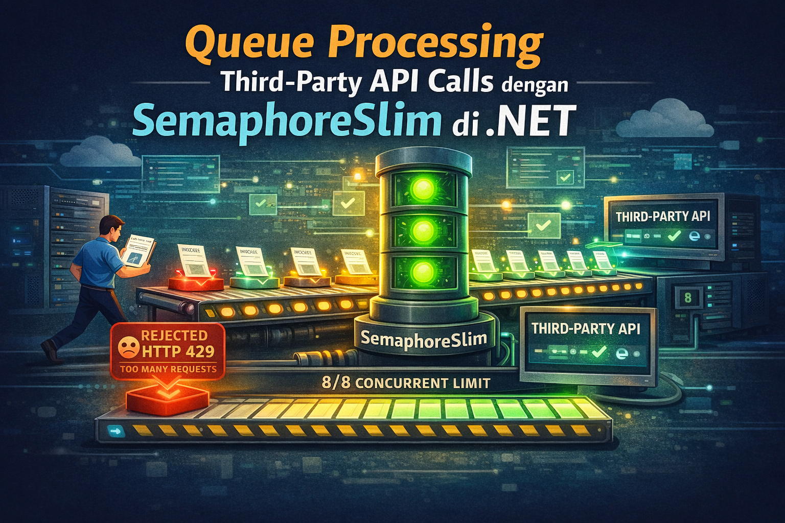 Queue Processing Third-Party API Calls dengan SemaphoreSlim di .NET