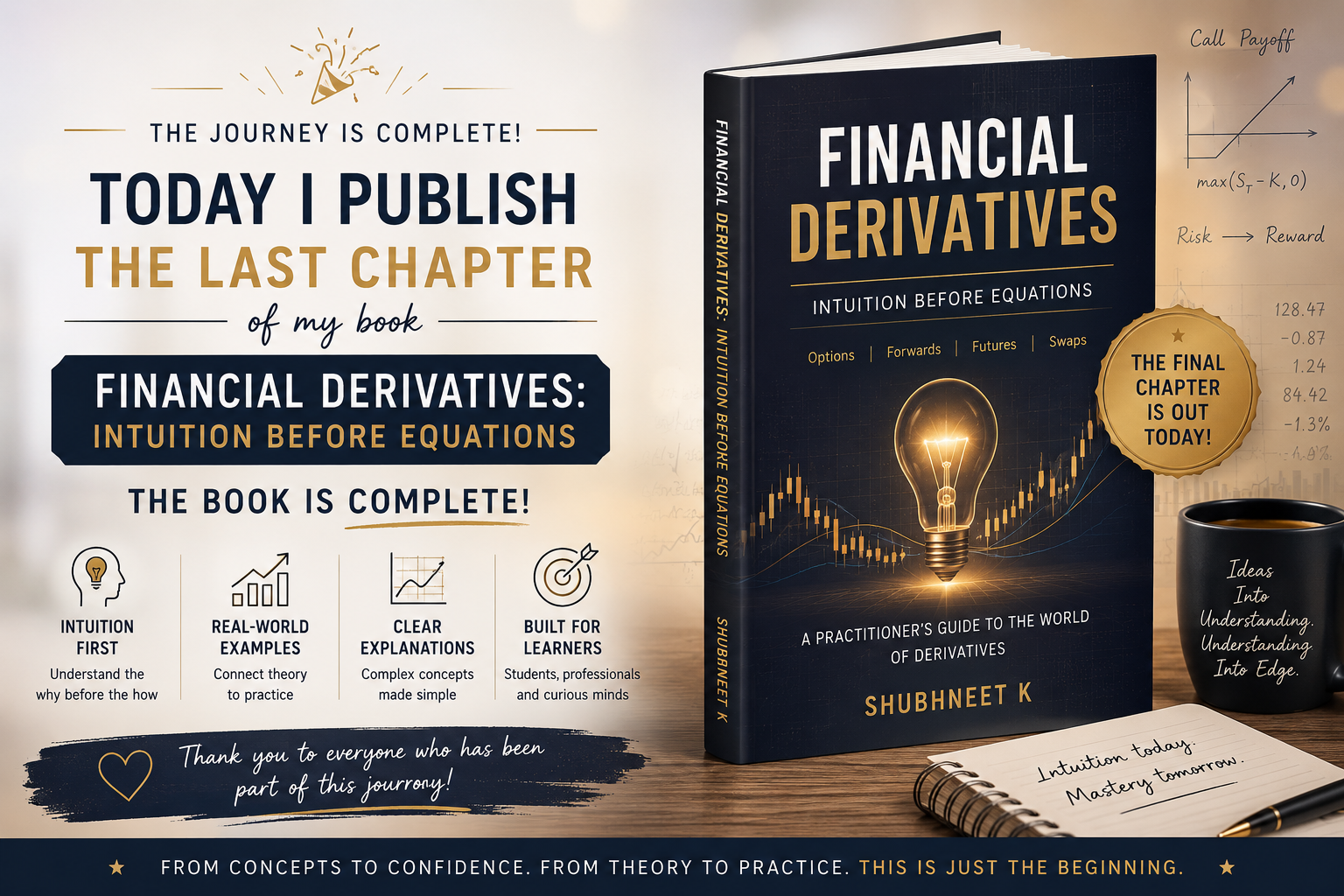 “Financial Derivatives: Intuition Before Equations” is now complete!!
