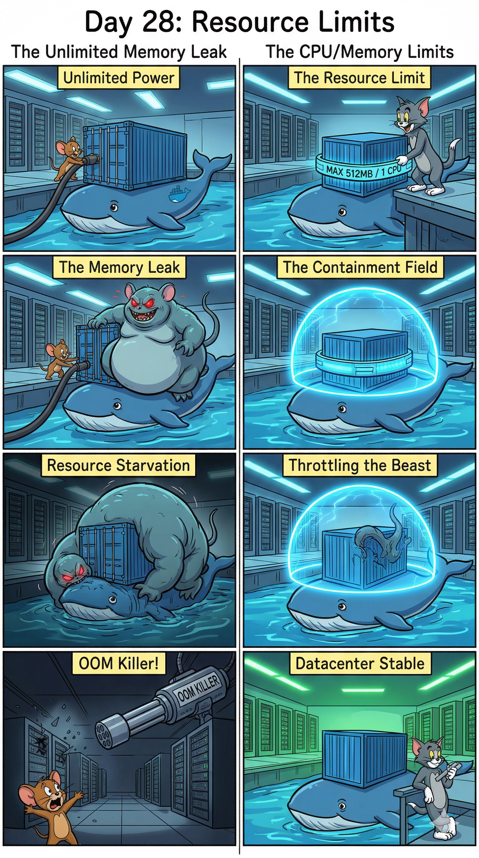 Day 28: Taming the Beast — Implementing CPU and Memory Limits in Docker.