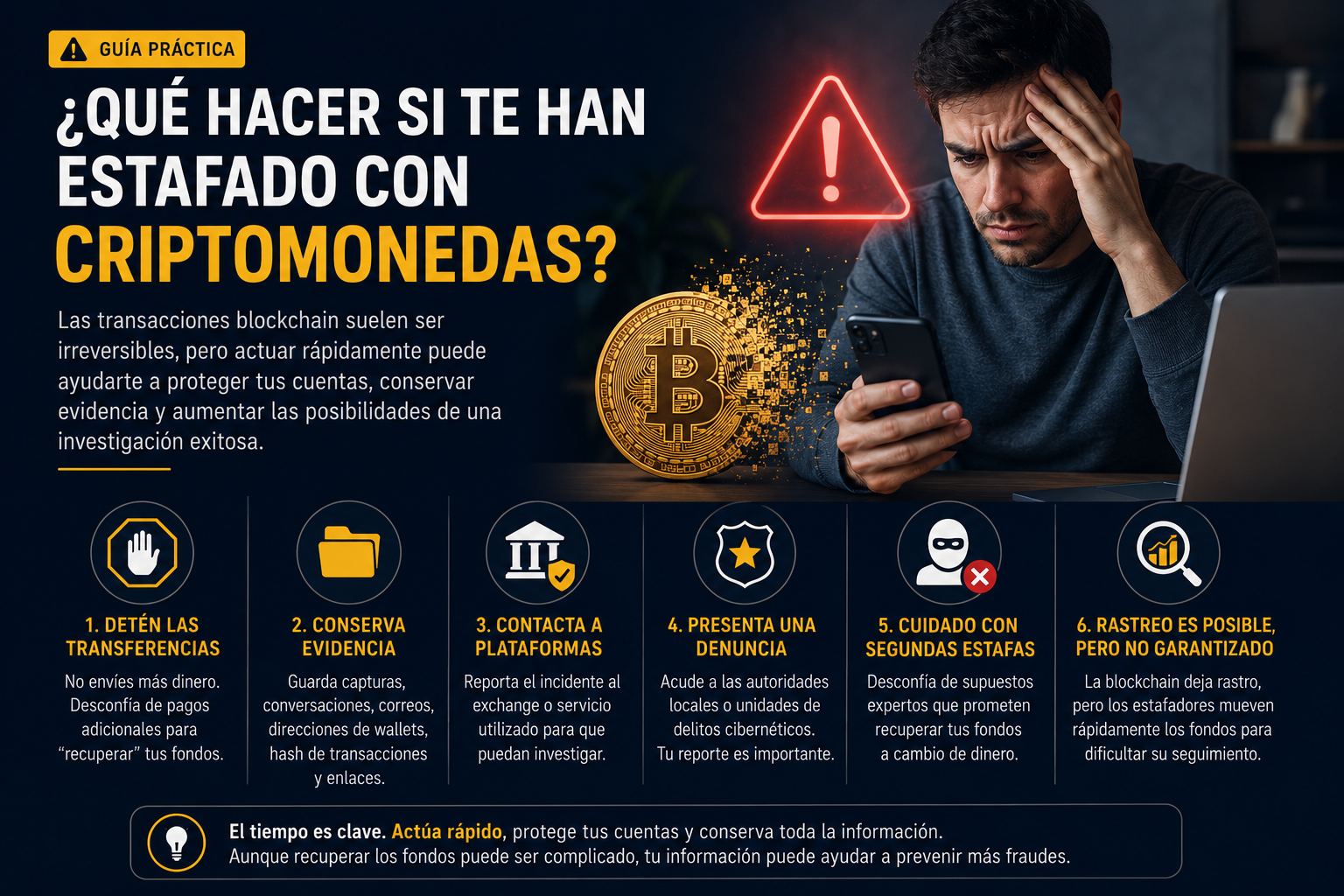 ¿Qué hacer si te han estafado con criptomonedas?