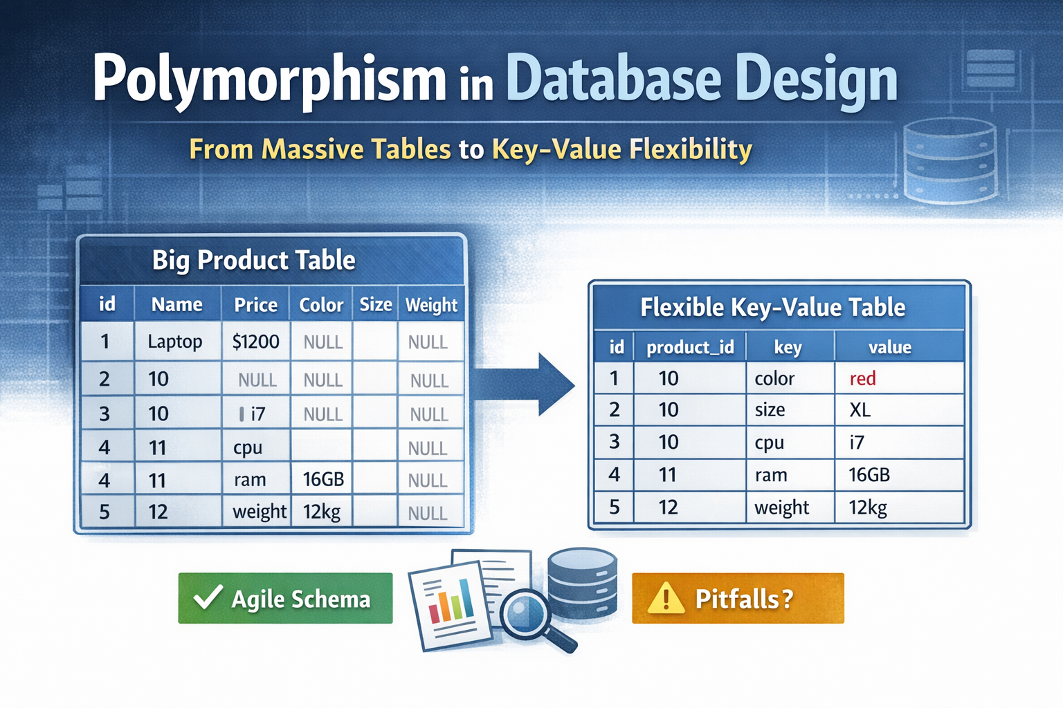 Polymorphism in Database Design: A Simple Key–Value Approach for Evolving Schemas
