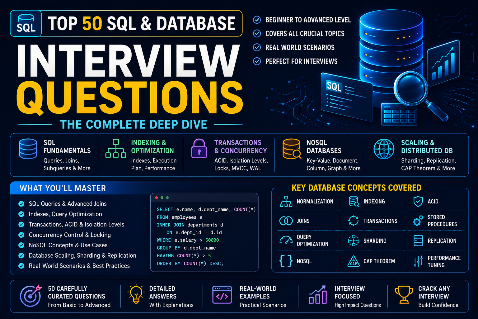 Top 50 SQL & Database Interview Questions — The Complete Deep Dive