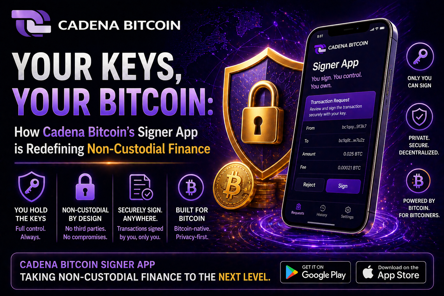 Your Keys, Your Bitcoin: How Cadena Bitcoin’s Signer App is Redefining Non-Custodial Finance