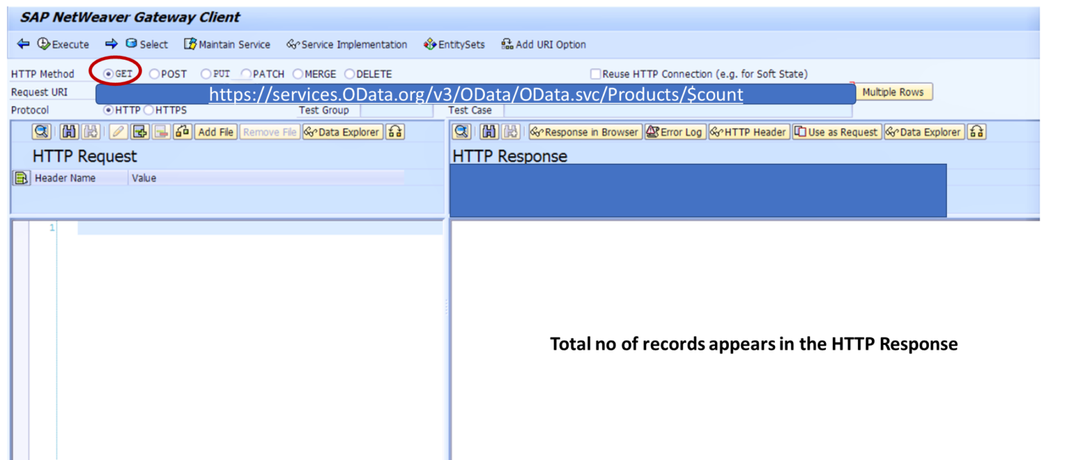 $count Query option in SAP OData Service