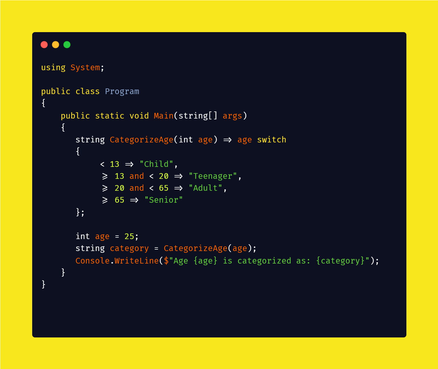 C# Tip: Relational Patterns Matching