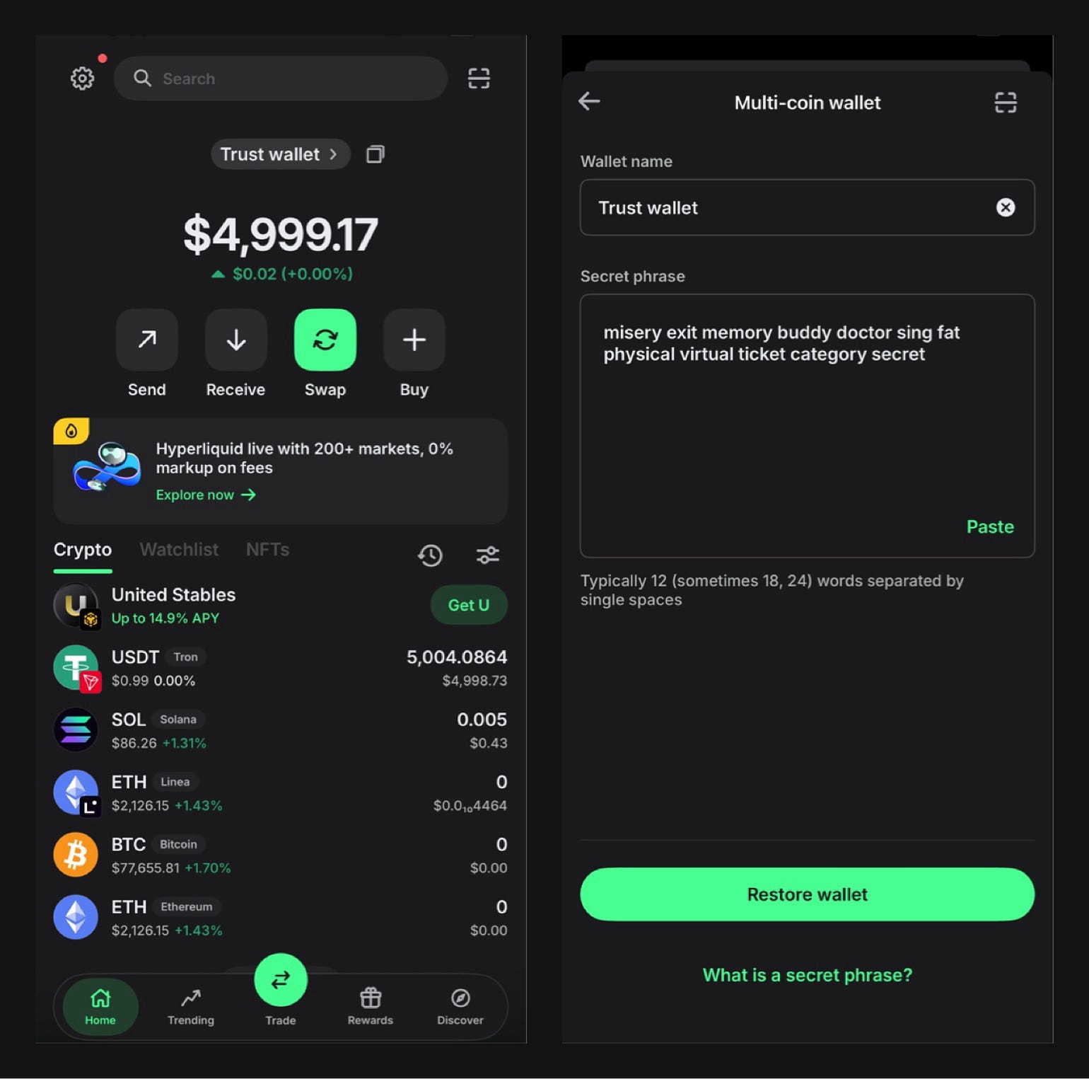 Pls i need some guide to send my 5,000 USDT From Trust wallet to bybit?