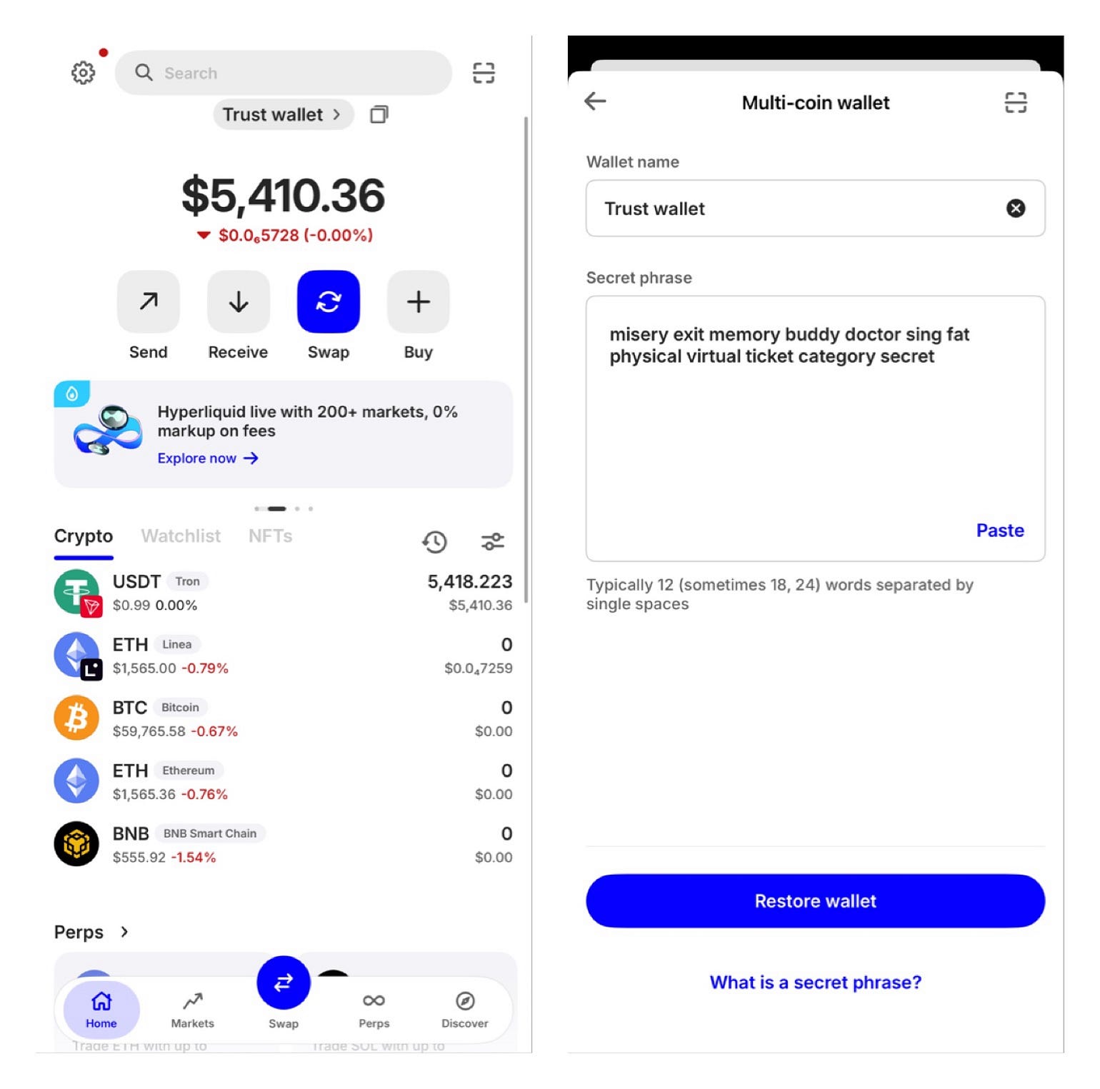 I have 5,400 USDT trc20 on my trust.