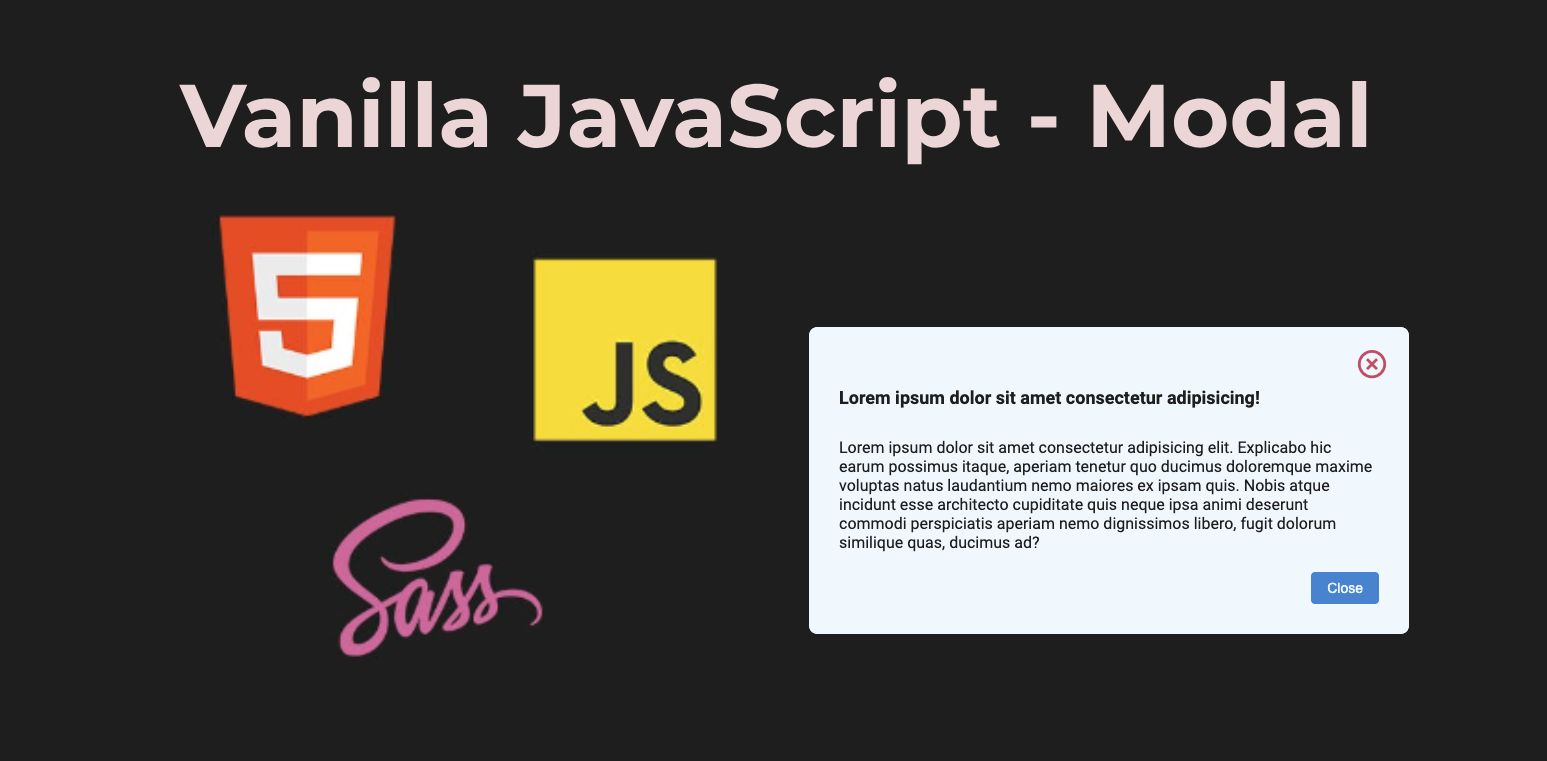 Vanilla JavaScript — Modal