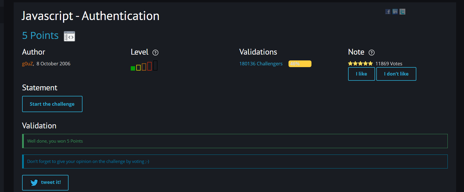 Javascript — Authentication | Web-Client | root-me.org