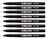 Artline Fineliner Micro sketch artist black pens, fine point 0.4mm - 8 pen set