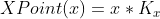 A mathematical formula which calculates the new X point by multiplying the old X point by the constant Kx previously calculated