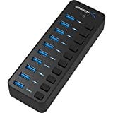 Sabrent 10-Port 60W USB 3.0 Hub with Individual Power Switches and LEDs Includes 60W 12V/5A Power...