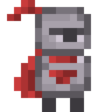 A knight made in minimal pixel art