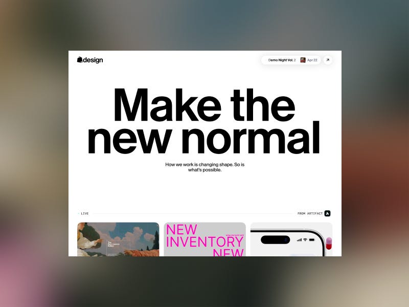 Shopify Design website with bold “Make the new normal” headline, minimal layout, and clean typography-focused interface
