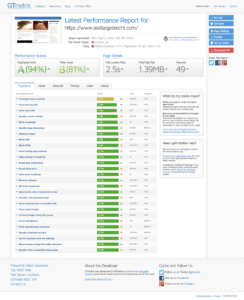 GT Metrix Results - no plugins, just static pages
