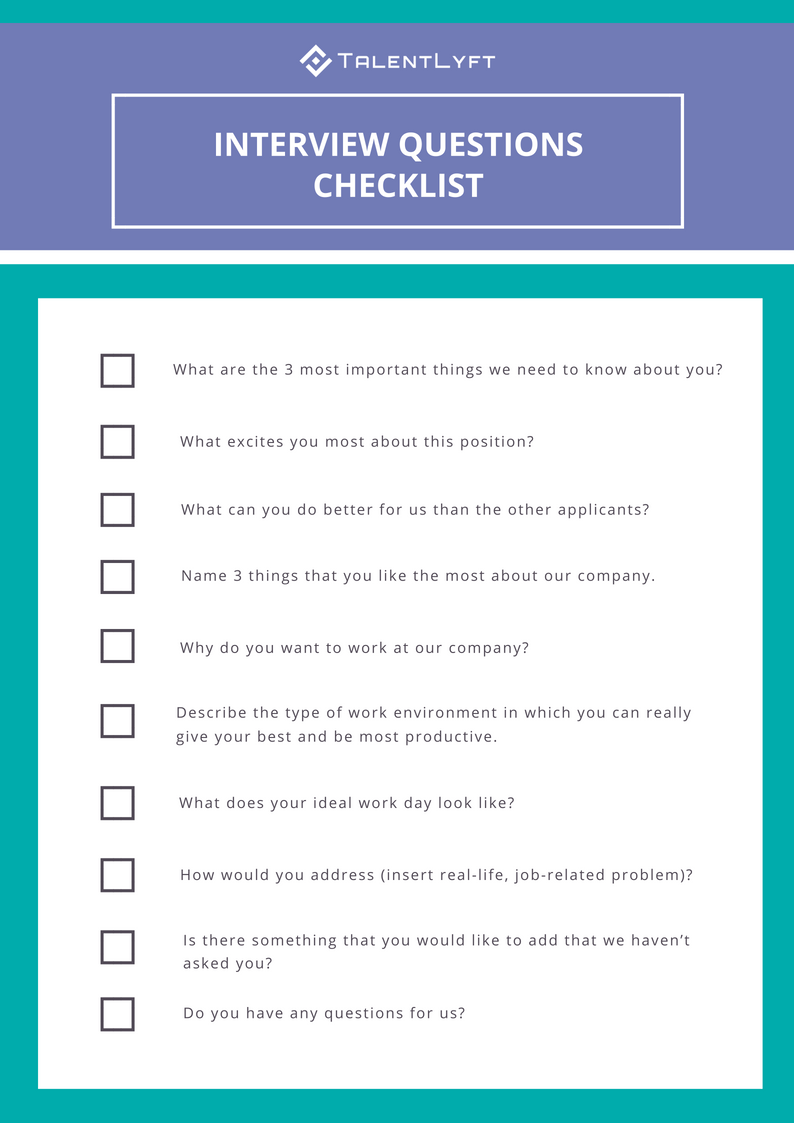 [INFOGRAPHIC] Checklist of the Best Job Interview Questions