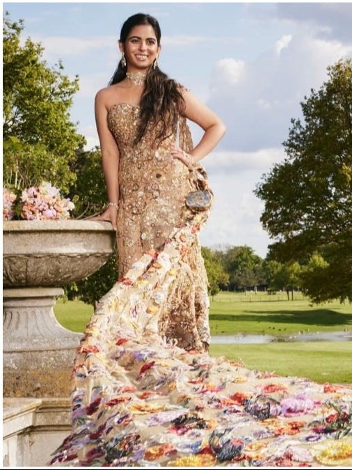 Isha Ambani’s custom Met Gala 2024 saree gown by Rahul Mishra