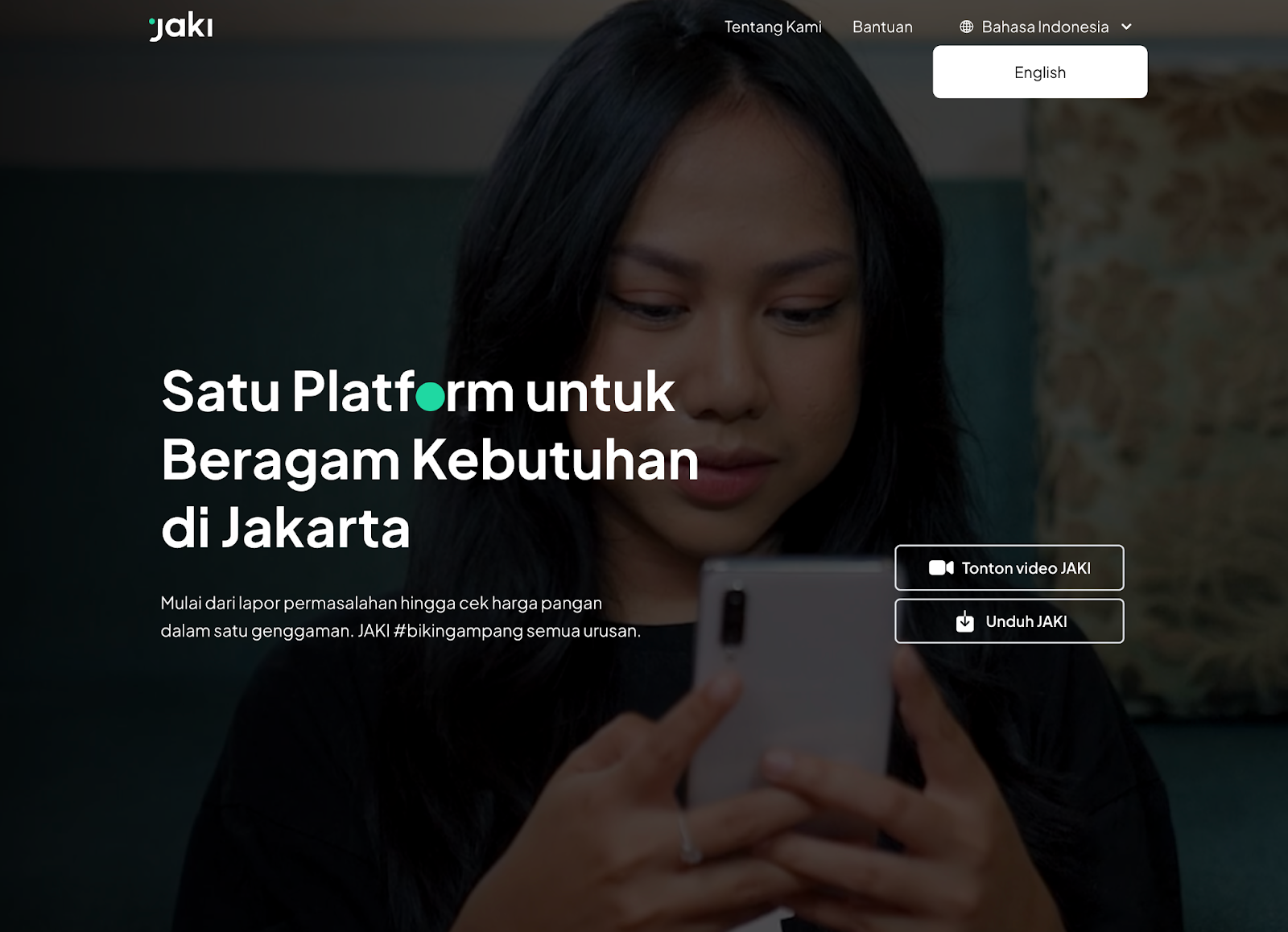 Tampilan bagian video profil JAKI 3.0 di situs web JAKI