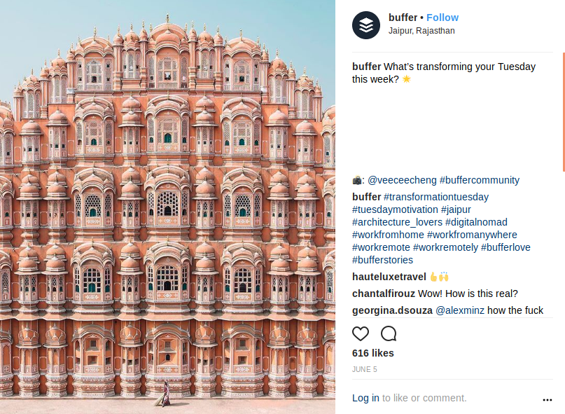 buffer s instagram account saw an incredible growth of 400 by using user generated content they posted relevant photos that their followers had clicked - free instagram tips to grow your instagram 30k followers in only 3