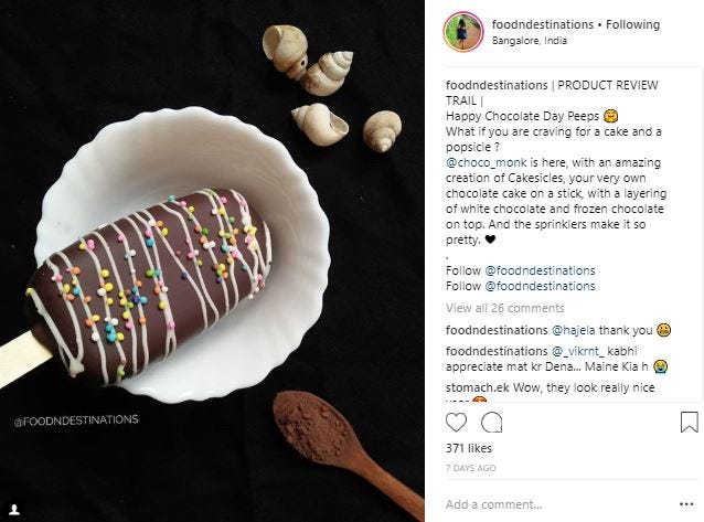 we re already drooling over this chocolate popsicle you ve got to follow her to know what s new in bangalore when looking for exquisite meals - top food bloggers to follow on instagram