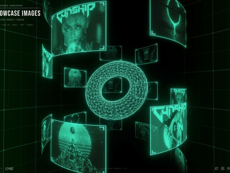 A WebGL gallery that arranges imagery in a sci-fi tunnel, letting depth and motion do the storytelling. The effect is immersive yet controlled, with a restrained palette and clean navigation.