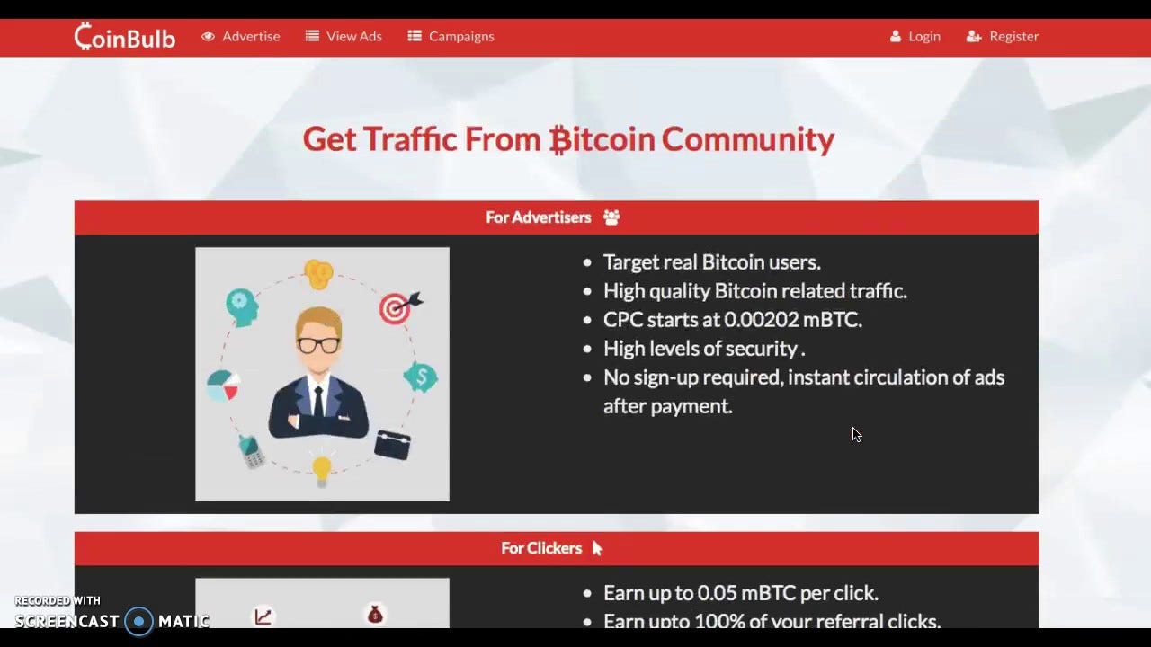 Earn bitcoins by clicking ads