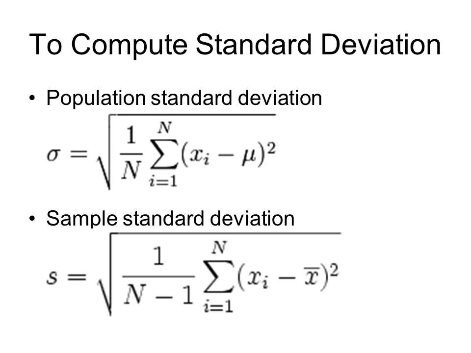 how to calculate the standard deviation from the mean and sample size