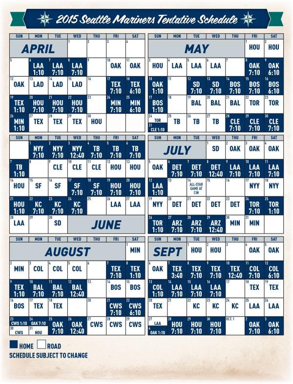 Mariners and MLB Announce 2015 Schedule – From the Corner 