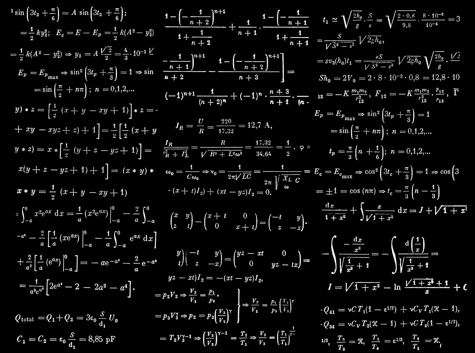 A blackboard filled with mathematical equations.