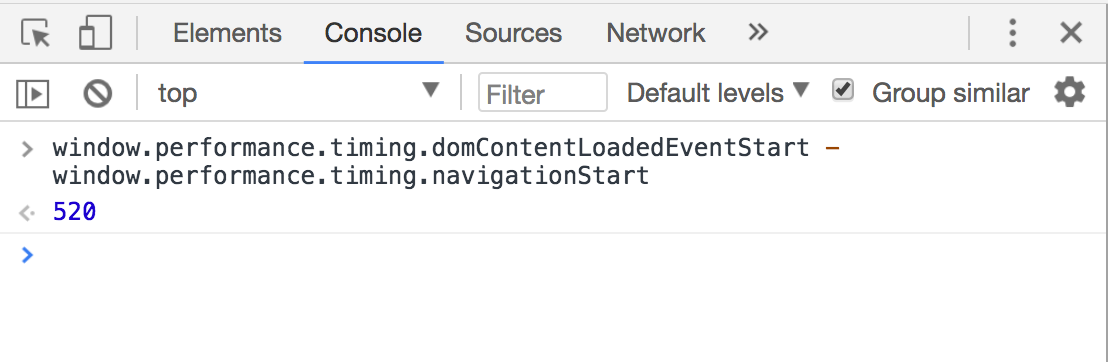 See all events within the Critical Rendering Path through the Navigation Timing API. Right-click the page, hit inspect to open the Developer Tools, and enter ‘window.performance.timing’ in the Console tab