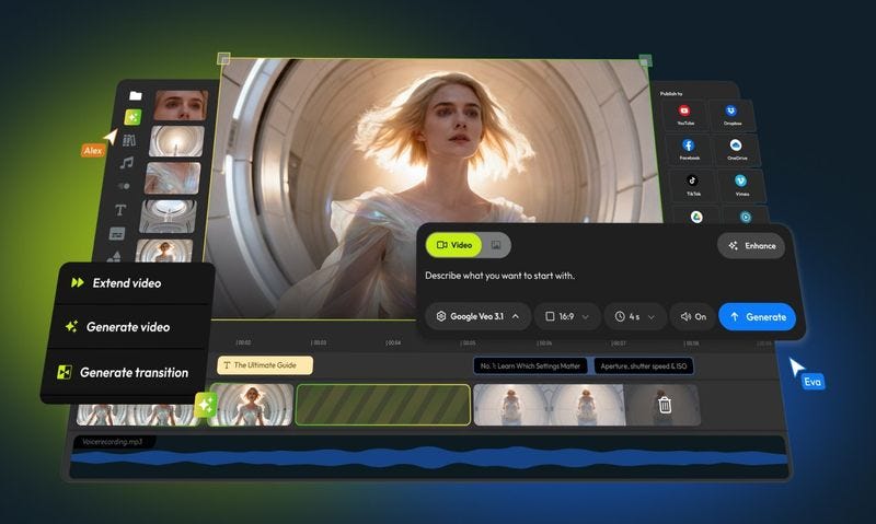 Flixier offers browser-based video editing aimed at quick cuts and social formats. It is useful for designers who need lightweight editing without a heavy desktop setup.
