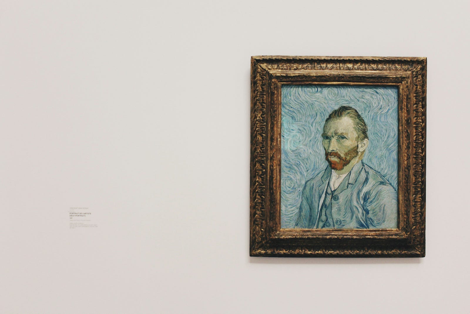 A self-portrait of a depressed-appearing artist, Vincent Van Gogh.