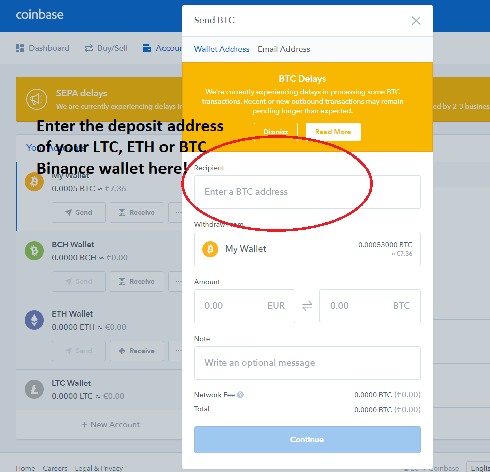 how to buy bitcoin on binance from coinbase