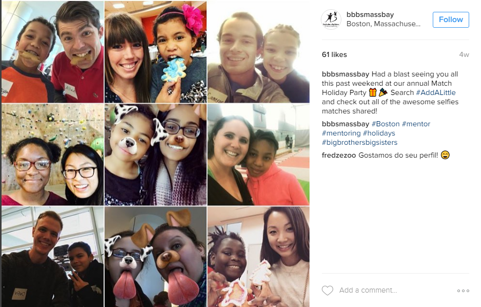 big brothers big sisters of massachusetts bay uses instagram to showcase staff volunteers and the kids they serve - how nonprofits can be awesome on instagram