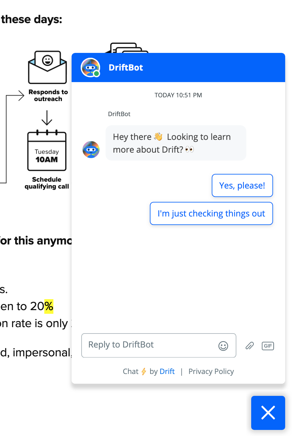 Drift Chatbot example
