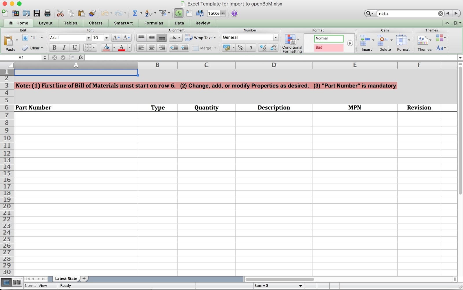 Import Bom From Excel Template And Openbom Data Management 8235