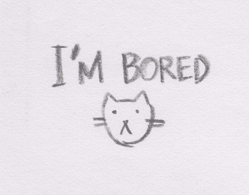 écoles : gif dessin d'un chat avec inscription "i'm bored"