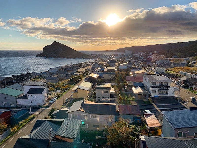The sun rises over Rishiri Island’s Cape Peshi in northern Hokkaido