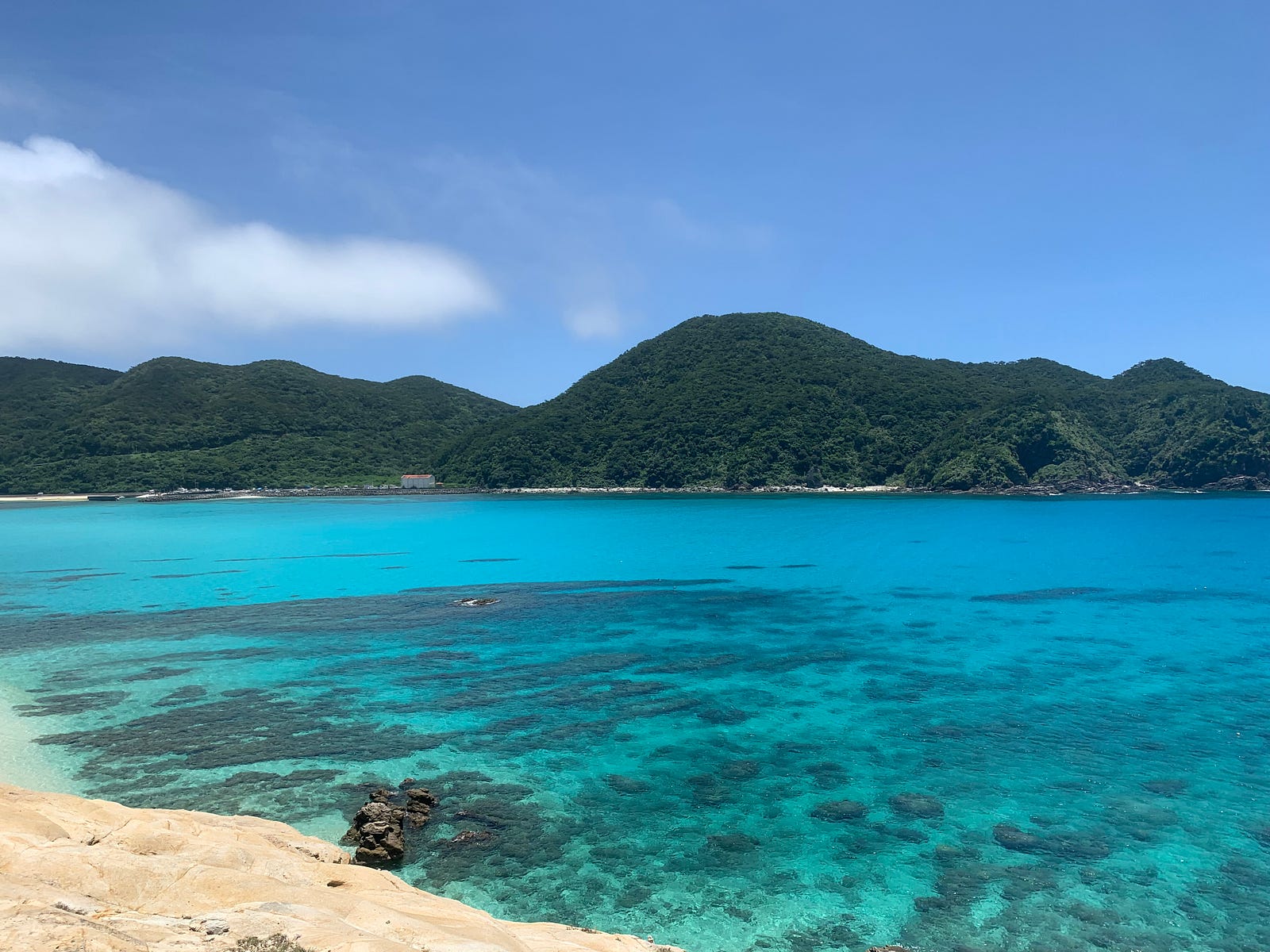 Nicoya (Costa Rica) coast: Blue-green water of the ocean with a small patch of sand in the lower left corner. Blue zone habits can extend lifespan and health span.