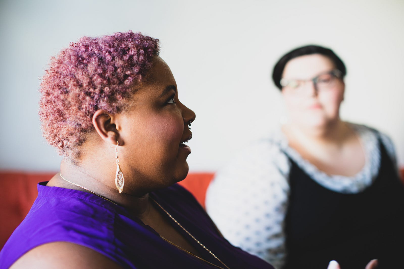 Two obese women. Here are some risk factors that increase chronic kidney disease risk: 1) High blood pressure; 2) Diabetes; 3) Heart disease; 4) Obesity; 5) Smoking.