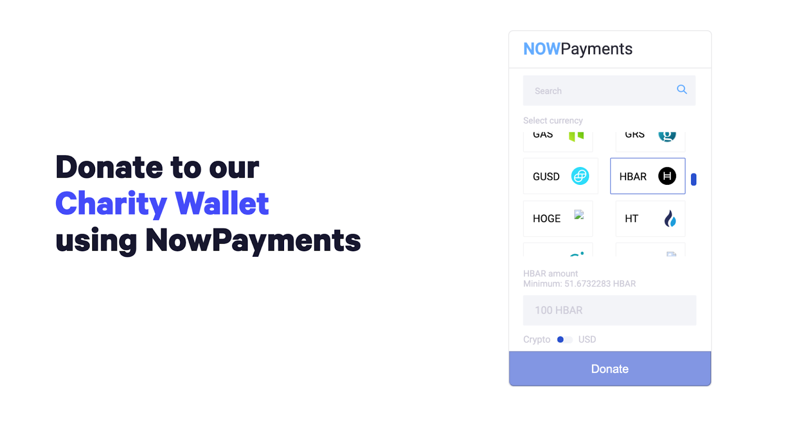 Donate with crypto