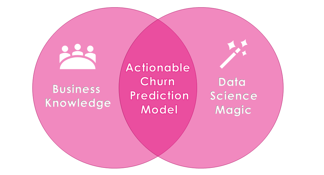 actionable customer churn prediction models live in the intersection between business knowledge and data science.
